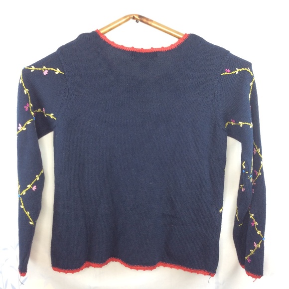 All Points Women's Floral Embroidered Sweater - Black - Picture 2 of 7